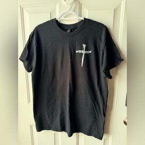 Gildan Black Tee with Silver Cross Design